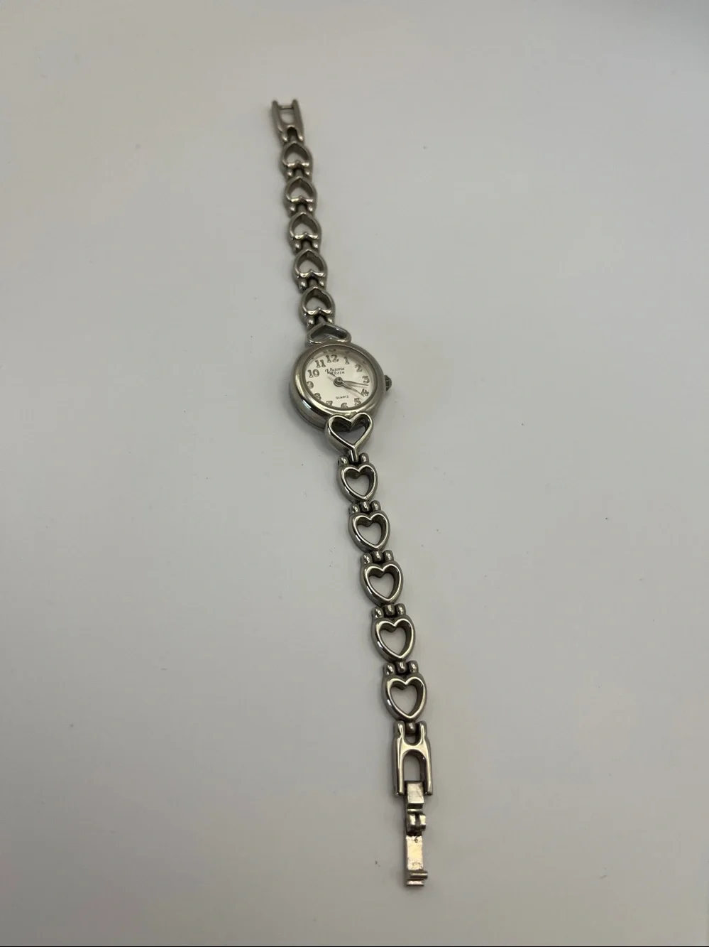 Victoria Rhein Silver Heart Link Quartz Watch — Silver & White